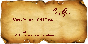 Vetési Géza névjegykártya