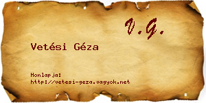 Vetési Géza névjegykártya